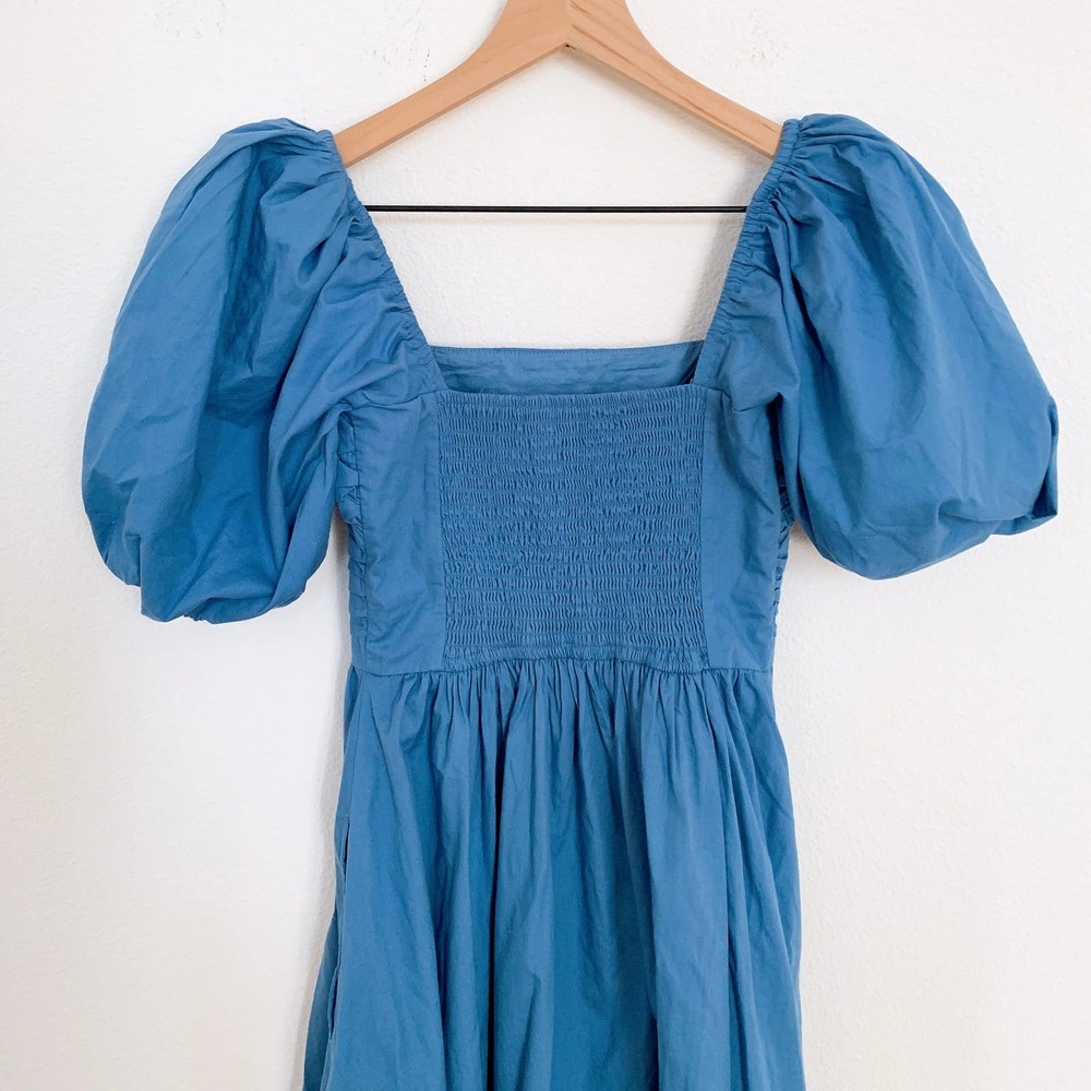 Abercrombie & Fitch Ruched Puff Sleeve Midi Dress - Picture 6 of 7